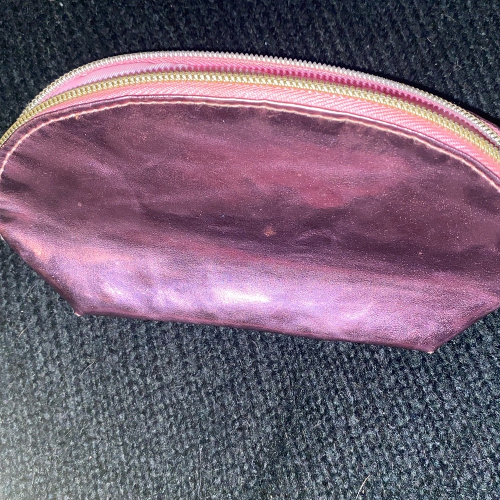 Shiny pink makeup bag